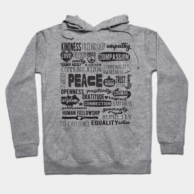 Path to Peace - Peace Words Hoodie by Jitterfly